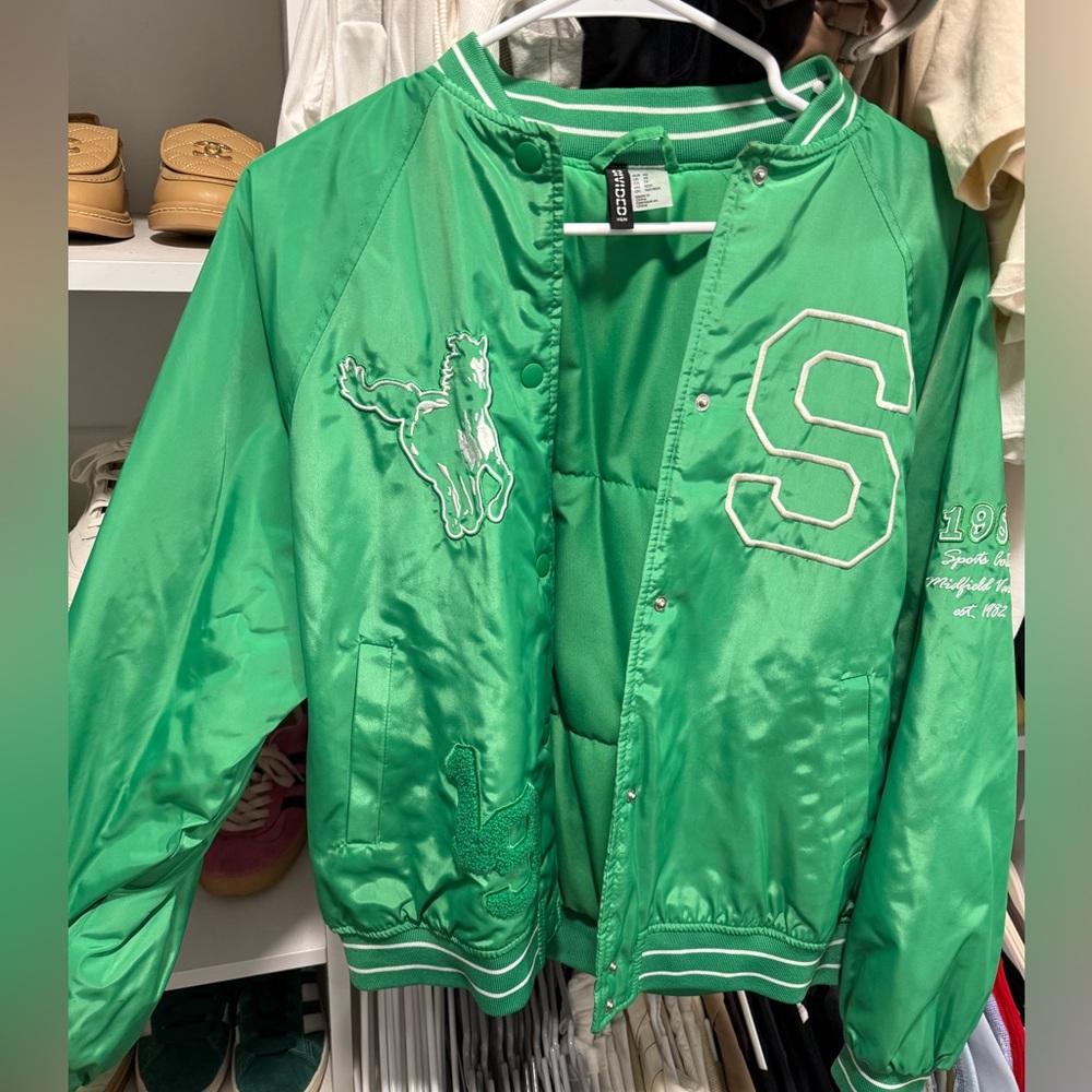 H&M Green Letterman Jacket